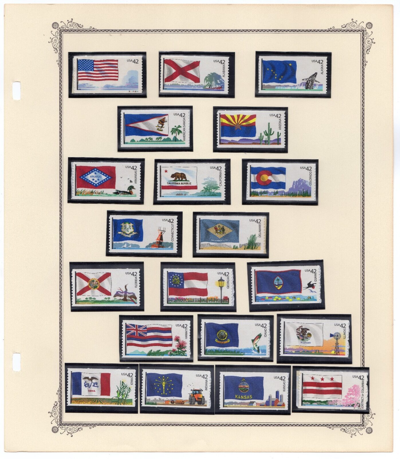 Scott #4282b & 4292b Flags of Our Nation Coil Album Page 20 Stamps - MNH