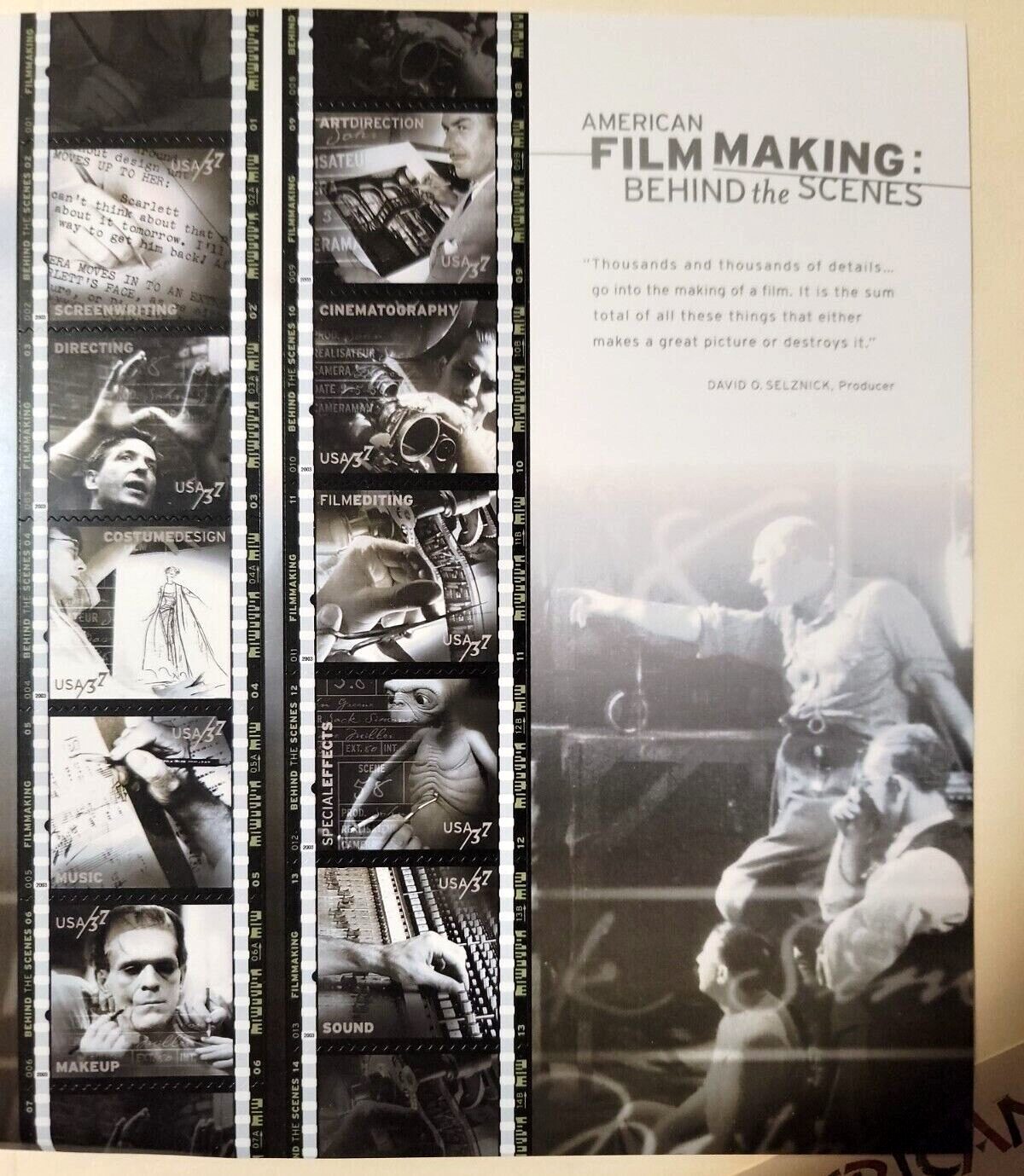 Scott #3772 "American Filmmaking Sheet of 10 Stamps - MNH