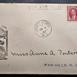 Stamp Canada Cover 1937 Air Mail B. C. to NJ King George VI