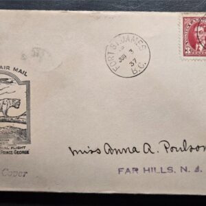 Stamp Canada FDC 1937 Air Mail B. C. to NJ King George VI #233