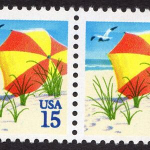 Scott #2443 Beach Umbrella Booklet Horizontal Pair of Stamps - MNH EFO