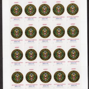 Scott #6010 US Army 250th Anniversary Sheet of 20 Forever Stamps - MNH