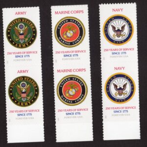 Scott #6010-6012 US Army Navy Marines 250th Anniversary Pair of Stamps - MNH