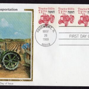 Scott #2127b Tractor 05/26/1989 Coil of 4 FDC Rosemont IL Colorano Silk