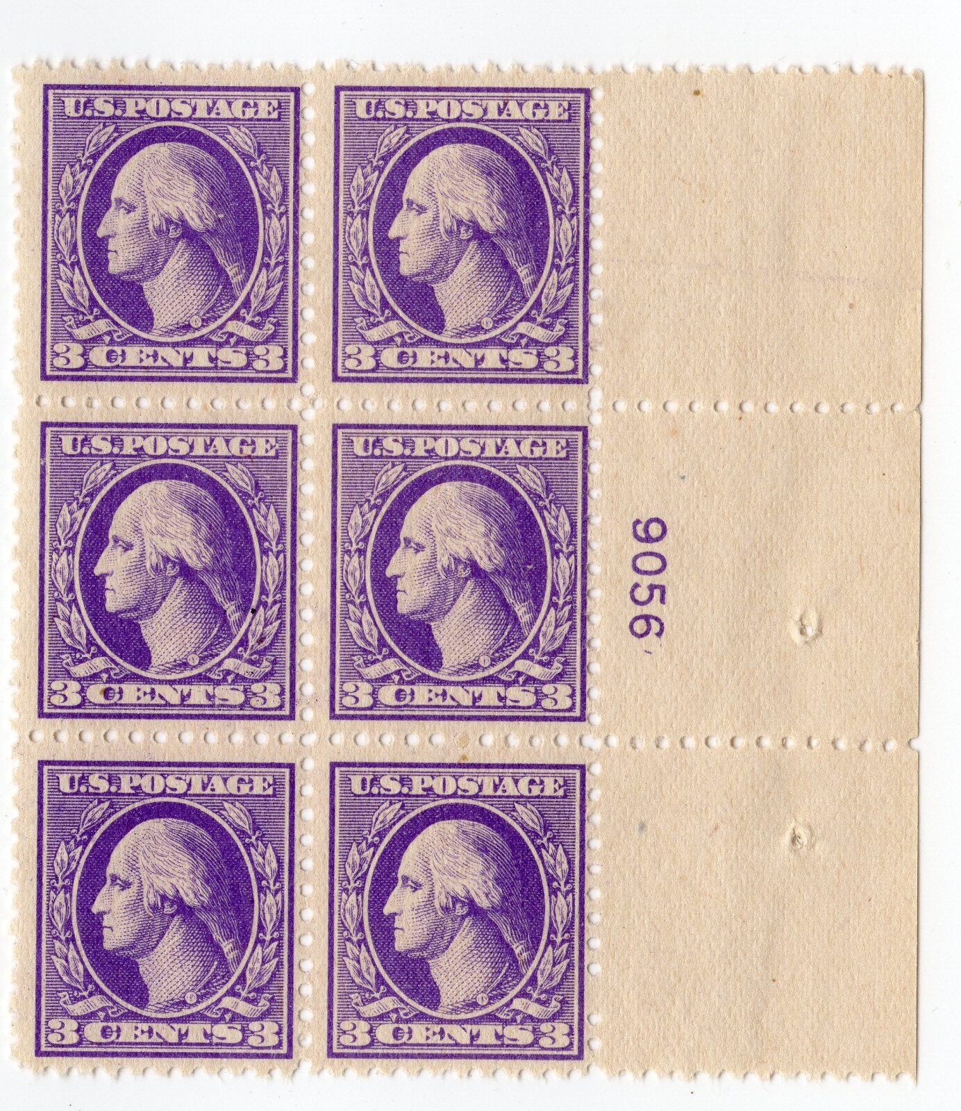 Scott #530 George Washington Plate Block of 6 Stamps - MNH P#9056 Right