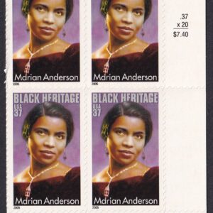 Scott #3896 Marian Anderson Plate Block of 4 Stamps - MNH LR