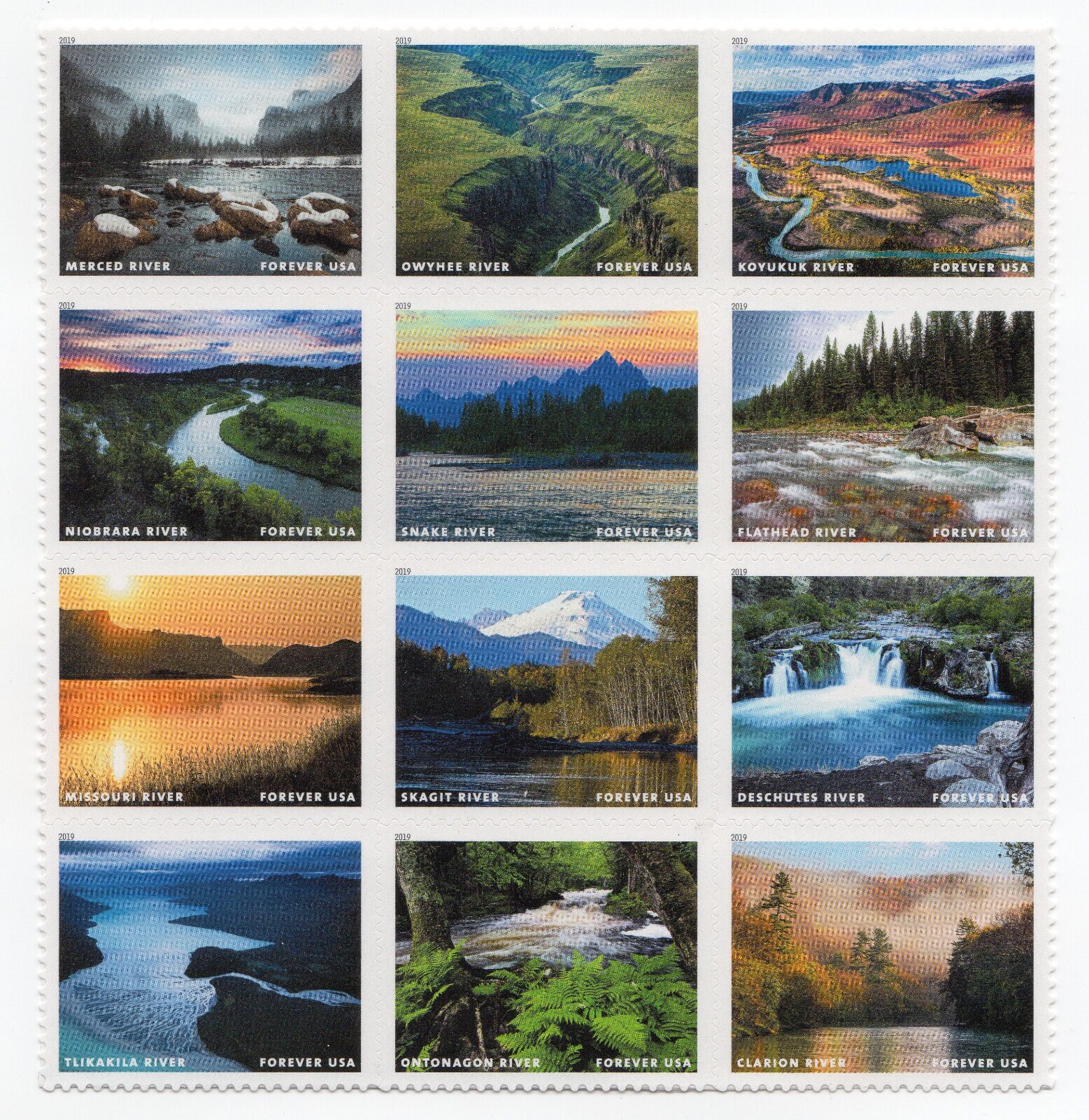 Scott #5381 Wild & Scenic Rivers Block of 12 Forever Stamps - MNH