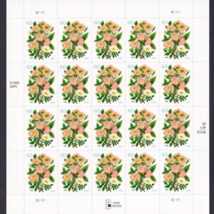 Scott #3837 Pink Roses Bouquet Sheet of 20 Stamps - MNH Position #6