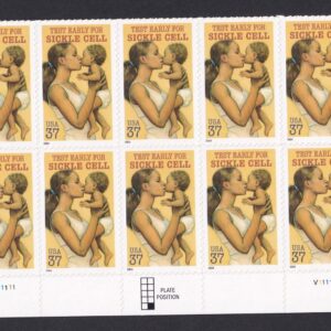 Scott #3877 Sickle Cell Anemia Plate Block of 10 Stamps - MNH