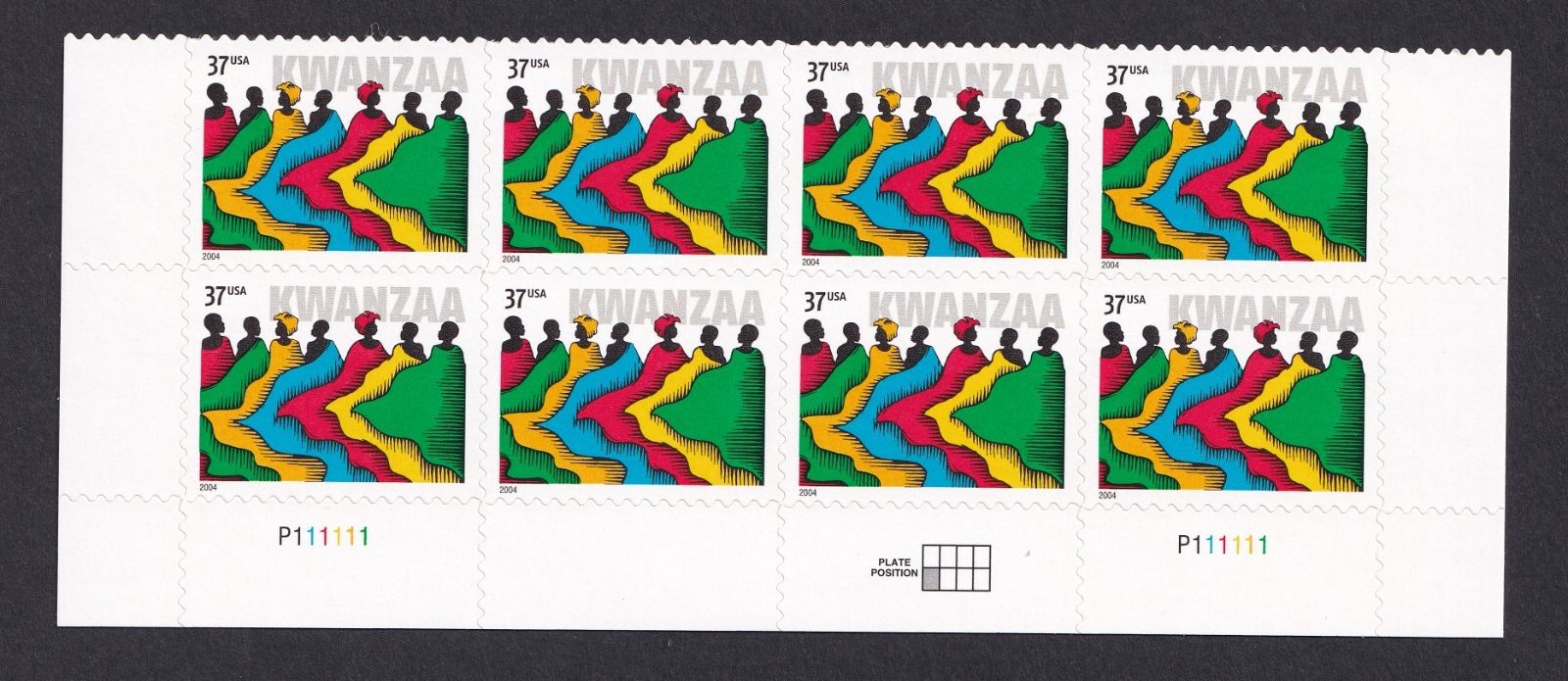 Scott #3881 Kwanzaa Plate Block of 8 Stamps - MNH