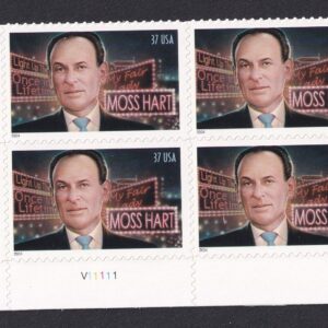 Scott #3882 Moss Hart Plate Block of 4 Stamps - MNH LL