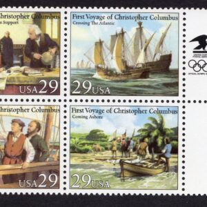 Scott #2623a Columbus Voyages Olympic Eagle Block of 4 Stamps - MNH