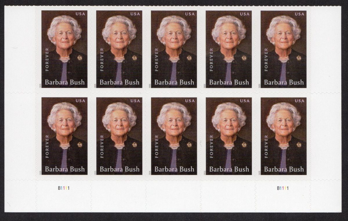 Scott #6022 Barbara Bush Title Block of 10 Forever Stamps - MNH