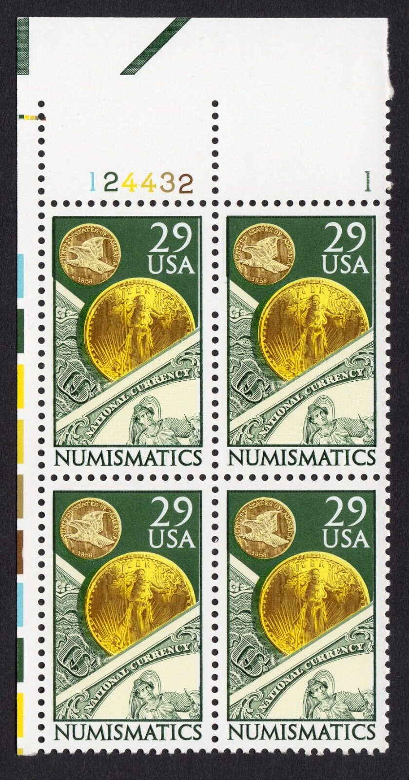 Scott #2558 NUMISMATICS Plate Block of 4 STAMPS - MNH UL