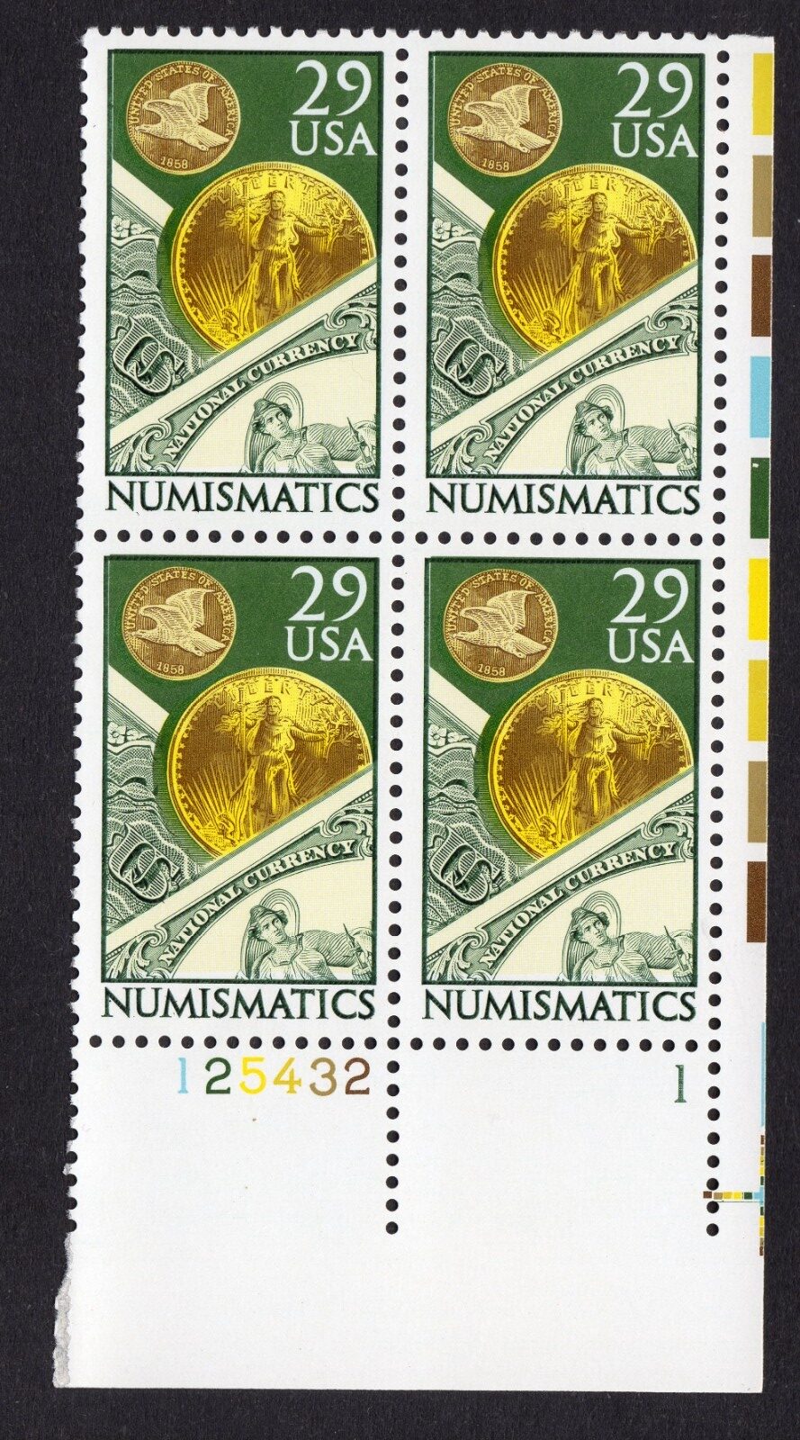 Scott #2558 NUMISMATICS Plate Block of 4 STAMPS - MNH LR