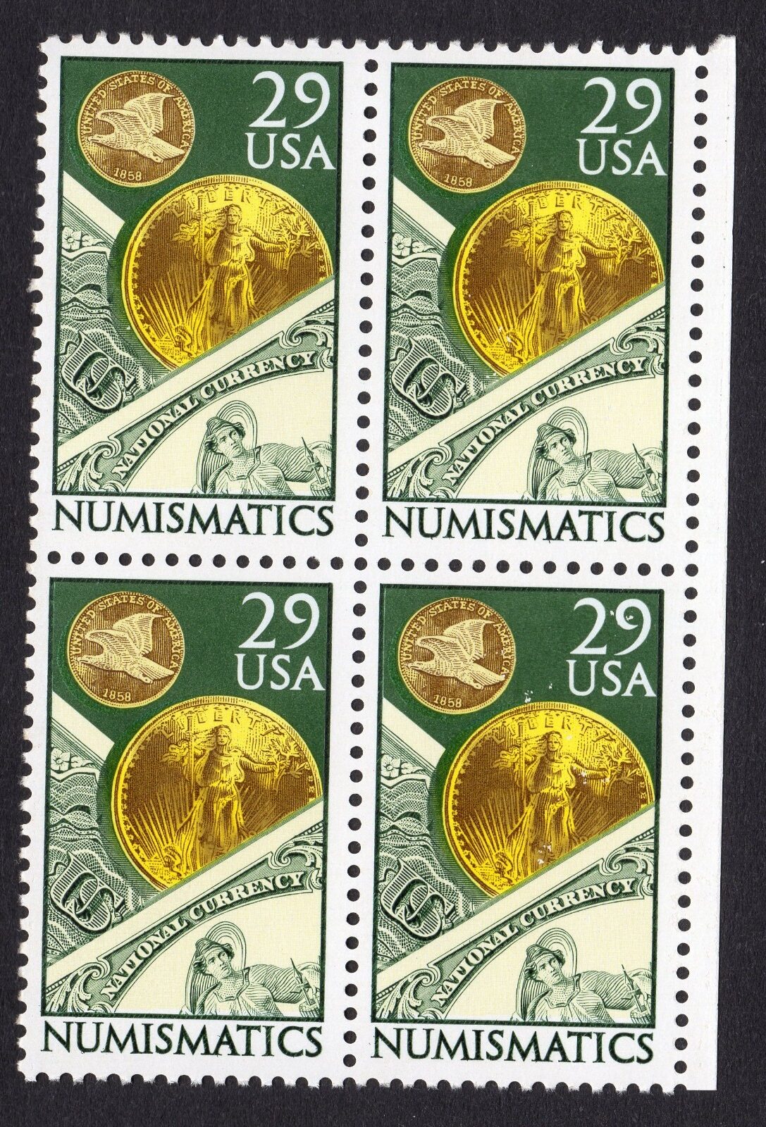 Scott #2558 NUMISMATICS Block of 4 STAMPS - MNH