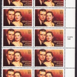 Scott #3287 Alfred Lunt & Lynn Fontanne Plate Block of 10 Stamps - MNH Right