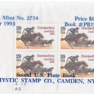 Scott #2754 Cherokee Strip Land Run Plate Block of 4 Stamps - Mystic