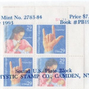 Scott #2784a (2783-2784) Sign Language Plate Block of 4 Stamps - Mystic