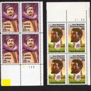 Scott #2249 2250 Enrico Caruso Jean Baptiste Plate Block of 4 Stamps - MNH