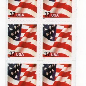 Scott #3636b (BK291b) Waving Flag Block of 6 Stamps - MNH