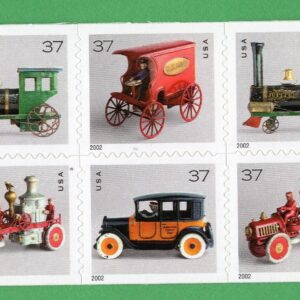 Scott #3645d 37¢ Antique Toys Booklet Block of 6 Stamps - MNH