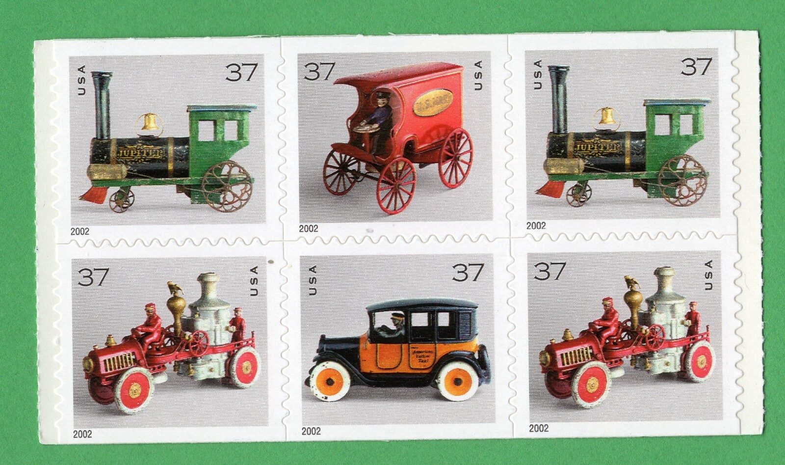 Scott #3645d 37¢ Antique Toys Booklet Block of 6 Stamps - MNH