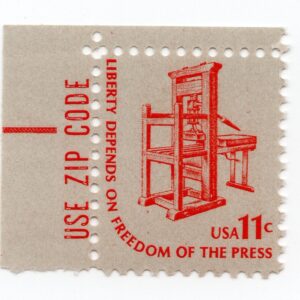 Scott #1593 Freedom of the Press Zip Single Stamp - MNH