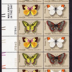 Scott #1715a (1712-15) Butterflies Plate Block of 20 Stamps - MNH PC#3 LL