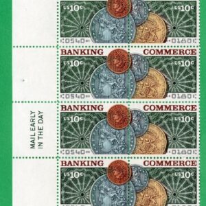 Scott #1578a (1577) Banking & Commerce Plate Block of 20 Stamps - MNH P#36835 LL
