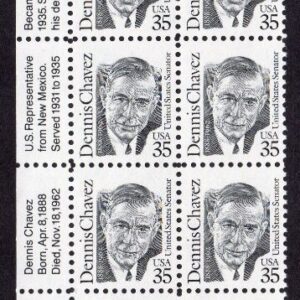 Scott #2186 Dennis Chavez Plate Block Of 20 Stamps - MNH #S2 UL