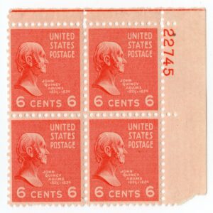 Scott #811 John Quincy Adams Plate Block of 4 Stamps - MNH P#22745 UR #7 VF/XF