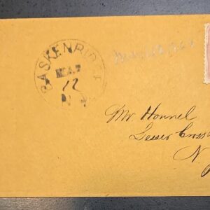 Scott #64 on cover, cancelled March 12, 1862 in Baskenridge, NJ