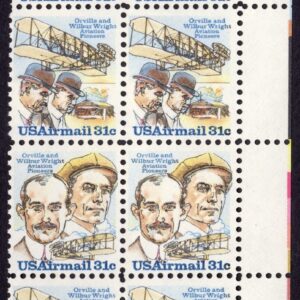 Scott #c92a (c91) Wright Brothers AirMail Plate Block of 8 Stamps - MNH P#38844