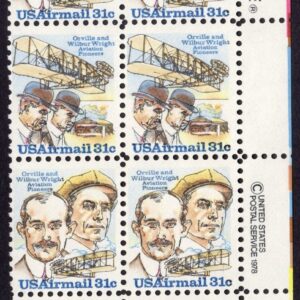Scott #c92a (c91) Wright Brothers AirMail Zip Block of 8 Stamps - MNH