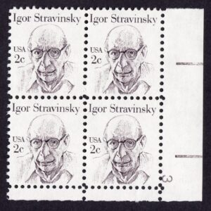 Scott #1845 Igor Stravinsky Plate Block Of 4 Stamps - MNH P#3 LR #2