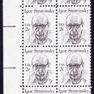 Scott #1845 Igor Stravinsky Plate Block Of 20 Stamps - MNH P#3 LL