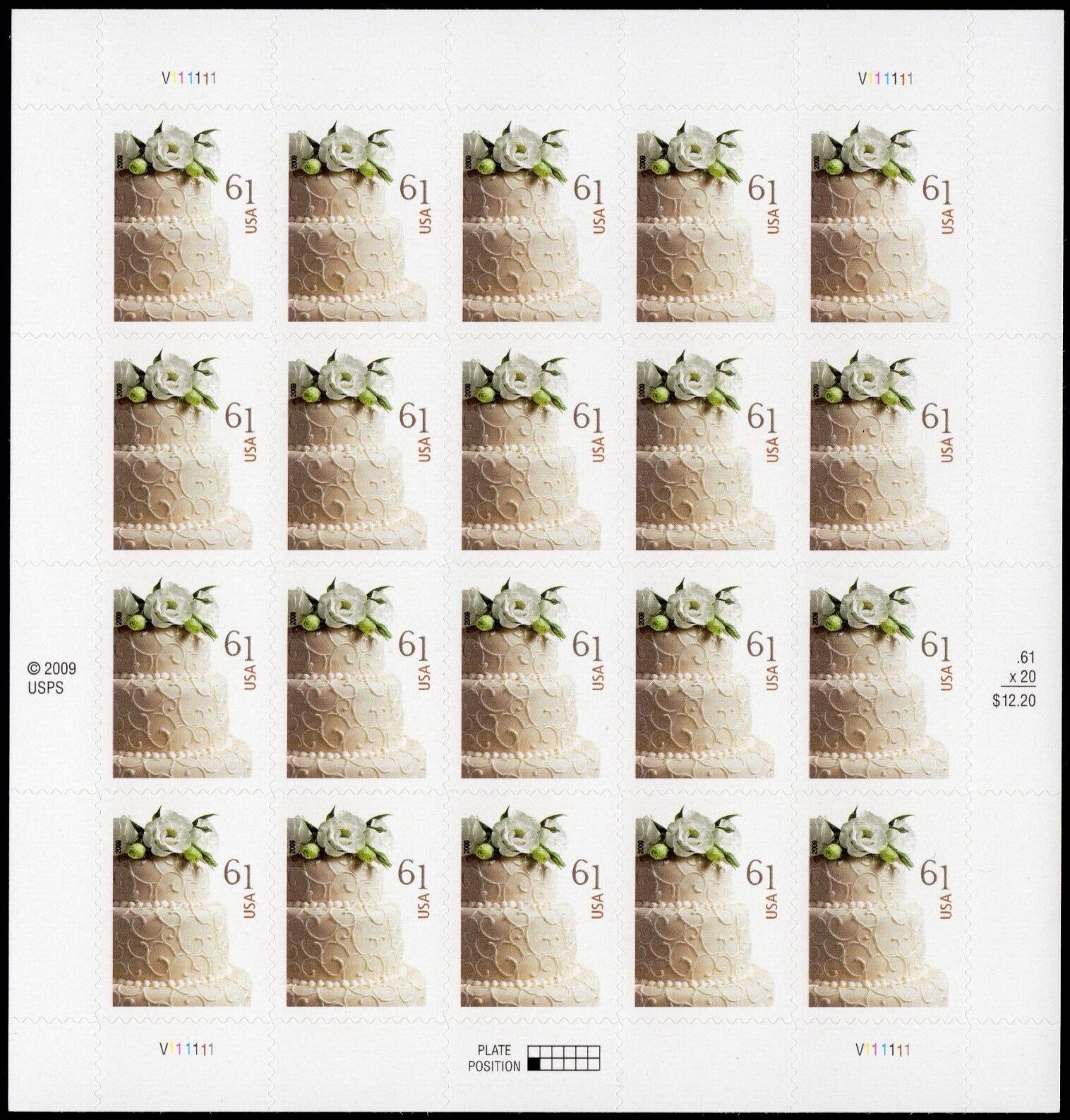 Scott #4398 Wedding Cake (Love) 61¢ Sheet of 20 Stamps - MNH