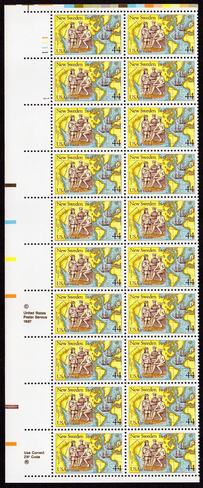 Scott #c117 New Sweden Plate Block of 20 Stamps - MNH UL