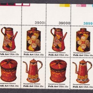 Scott #1778a Folk Art (Pennsylvania Toleware) Plate Block of 16 Stamps - MNH UR