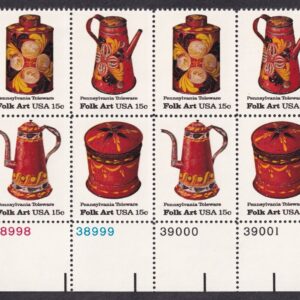 Scott #1778a Folk Art (Pennsylvania Toleware) Plate Block of 12 Stamps - MNH LL