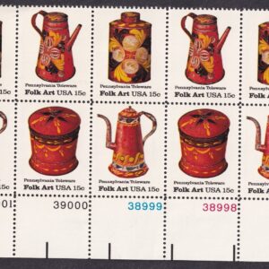Scott #1778a Folk Art (Pennsylvania Toleware) Plate Block of 10 Stamps - MNH LR