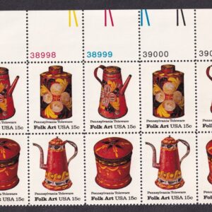 Scott #1778a Folk Art (Pennsylvania Toleware) Plate Block of 10 Stamps - MNH UL