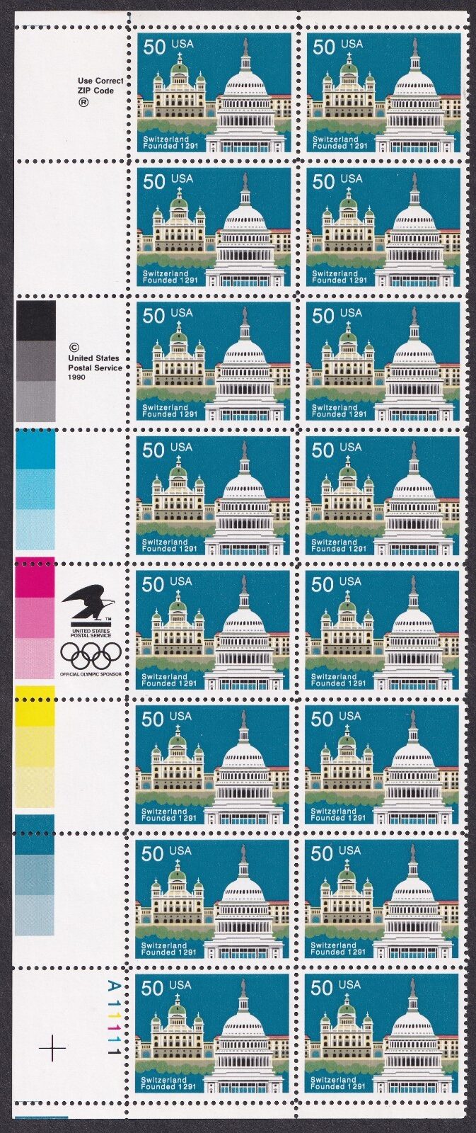 Scott #2532 Switzerland Joint Issue Plate Block of 16 Stamps - MNH LR