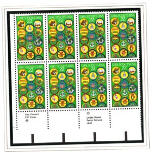 Scott #2251 Girl Scouts Zip Block of 8 Stamps - MNH