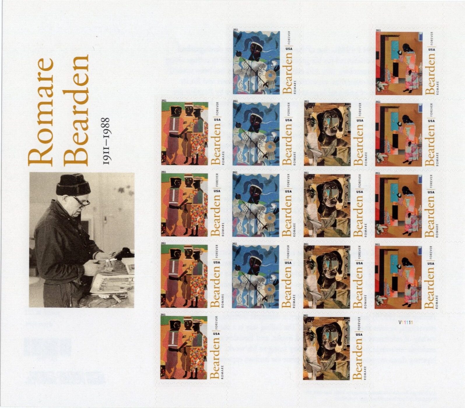 Scott #4569a Romare Bearden Sheet of 16 Forever Stamps - MNH