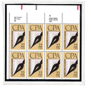 Scott #2361 CPA (Certified Public Accountant) 22¢ Zip Block of 8 Stamps - MNH