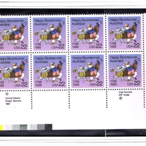 Scott #2370 Happy Bicentennial Australia Zip Block of 8 Stamps - MNH