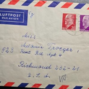 Stamp Cover German Democratic Republic 1968 #584-585 Airmail DDR to USA