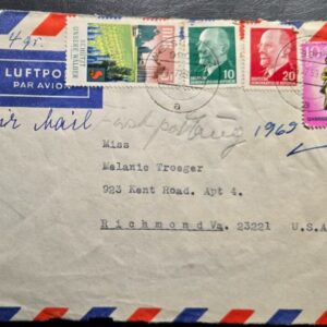 Stamp Cover DDR 1969 Vietnam Volunteer Combatants to Richmond VA USA